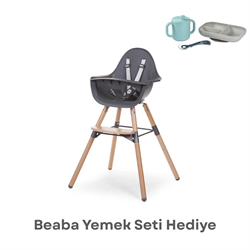 Evolu 2 Mama Sandalyesi, Naturel / Antrasit + Antrasit Tepsi + Silikon Mat Mama Sandalyeleri ChildHome