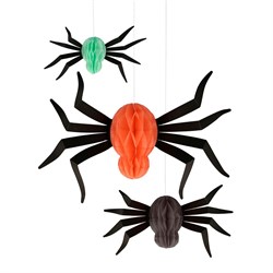 Meri Meri - Hanging Honeycomb Spiders - Asılan Örümcek Süsleri - 12li