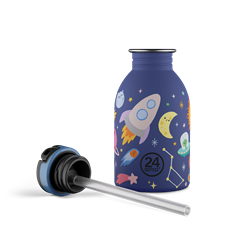 24Bottles Kids Bottle Pipetli Paslanmaz Çelik Çocuk Su Matarası 250 ml, Space Friends