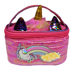 Puffer Unicorn Makyaj Çantası, Koyu Pembe
