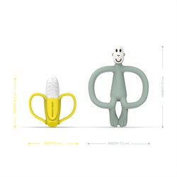 Matchstick Monkey Banana-Silikon Diş Kaşıyıcı Hediye Seti, Mint yesili