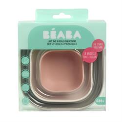 3 Parça Silikon Kase Seti, Velvet grey/Cotton/Dusty rose