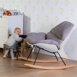 Sallanan Anne Sandalyesi, Naturel Gri & Beyaz