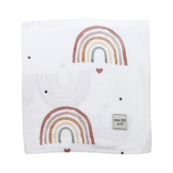 Çok Amaçlı Organik Müslin Örtü - %100 Pamuk- Rainbow - Rosy 120X120 CM