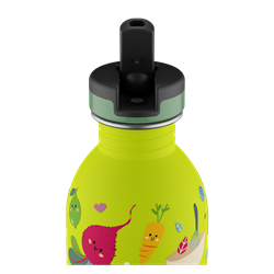 24Bottles Kids Bottle Pipetli Paslanmaz Çelik Çocuk Su Matarası 250 ml, Veggie Friends
