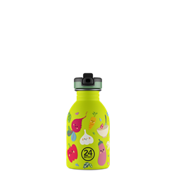 24Bottles Kids Bottle Pipetli Paslanmaz Çelik Çocuk Su Matarası 250 ml, Veggie Friends