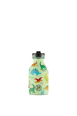24Bottles Kids Bottle Pipetli Paslanmaz Çelik Çocuk Su Matarası 250 ml, Jurassic Friends