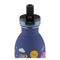 24Bottles Kids Bottle Pipetli Paslanmaz Çelik Çocuk Su Matarası 500 ml, Space Friends