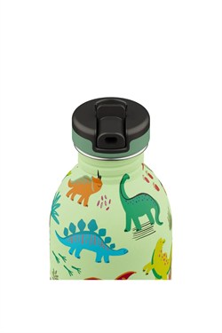 24Bottles Kids Bottle Pipetli Paslanmaz Çelik Çocuk Su Matarası 250 ml, Jurassic Friends