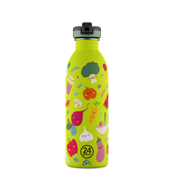 24Bottles Kids Bottle Pipetli Paslanmaz Çelik Çocuk Su Matarası 500 ml, Veggie Friends