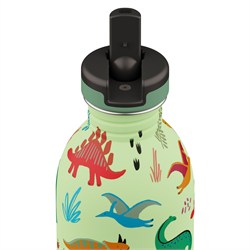 24Bottles Kids Bottle Pipetli Paslanmaz Çelik Çocuk Su Matarası 500 ml, Jurassic Friends