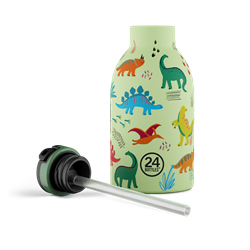 24Bottles Kids Bottle Pipetli Paslanmaz Çelik Termos 330 ml, Jurassic Friends
