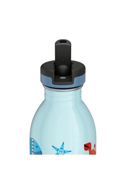 24Bottles Kids Bottle Pipetli Paslanmaz Çelik Çocuk Su Matarası 500 ml, Sea Friends