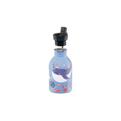 24Bottles Kids Bottle Pipetli Paslanmaz Çelik Çocuk Su Matarası 250 ml, Ocean Friends