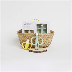 Matchstick Monkey Banana-Silikon Diş Kaşıyıcı Hediye Seti, Mint yesili