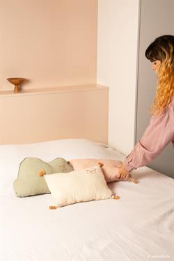 Nobodinoz İşlemeli Fransız Keten Yastık, Powder Pink