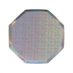 Meri Meri - Silver Sparkle Plates - Gümüş Parıltılı Tabaklar - M - 8li