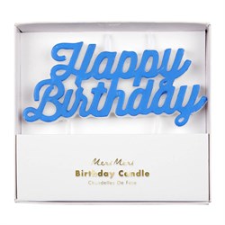 Meri Meri - Blue Happy Birthday Candle - Happy Birthday Mavi Mum