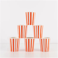Meri Meri - Red Stripe Cups - Kırmızı Çizgili Bardaklar - 8li