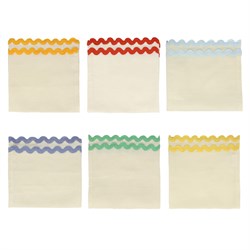 Meri Meri - 6 Colorful  Ric Rac Napkins - Renkli Dalgalı Kumaş Peçeteler - 6Lı