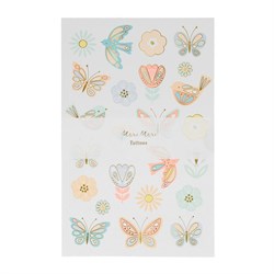 Meri Meri - Birds & Butterflies Tattoo Sheet - Kuşlar & Kelebekler Geçici Dövmeleri - 2li