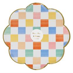 Meri Meri - Colourful Pattern Dinner Plates - Renkli Desenler Tabaklar - L - 8li