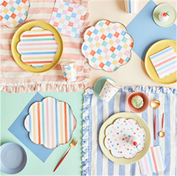 Meri Meri - Colourful Pattern Side Plates - Renkli Desenler Tabaklar - 8li