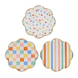Meri Meri - Colourful Pattern Side Plates - Renkli Desenler Tabaklar - 8li