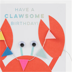 Meri Meri - Crab With Bunting Card - Yengeç Tebrik Kartı