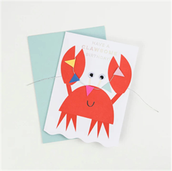 Meri Meri - Crab With Bunting Card - Yengeç Tebrik Kartı