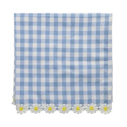 Meri Meri - Daisy Edge Gingham Napkins - Papatya Detaylı Pötikare Kumaş Peçeteler - 4lü
