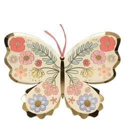 Meri Meri - Floral Butterfly Plates - Çiçekli Kelebek Tabak - 8li