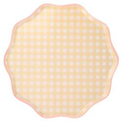 Meri Meri - Gingham Plates - Damalı Tabaklar - L - 12li