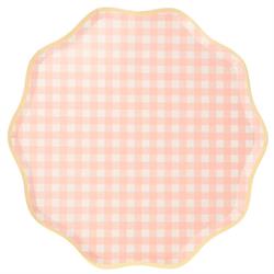Meri Meri - Gingham Plates - Damalı Tabaklar - L - 12li