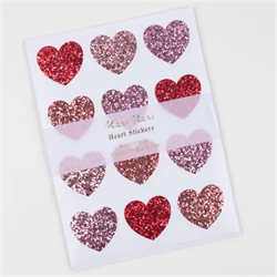 Meri Meri - Glitter Heart Stickers - Parıltılı Kalp Çıkartmalar