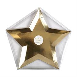 Meri Meri - Gold Foil Star Plates - Altın Folyo Yıldız Tabak