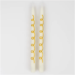 Meri Meri - Gold Swirl Taper Candles - Altın Kıvrımlı Mumlar (2li)