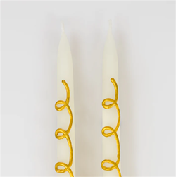 Meri Meri - Gold Swirl Taper Candles - Altın Kıvrımlı Mumlar (2li)