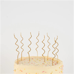 Meri Meri - Gold Swirly Candles - Altın Kıvrımlı Mumlar - 20Li