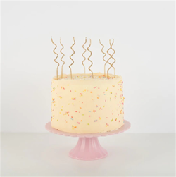 Meri Meri - Gold Swirly Candles - Altın Kıvrımlı Mumlar - 20Li