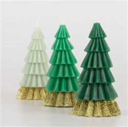Meri Meri - Green Tree Candles - Yeşil Ağaç Mumlar (3lü)