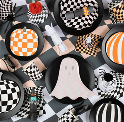 Meri Meri - Halloween Checker Dinner Plates - Cadılar Bayramı Damalı Tabaklar (8li)