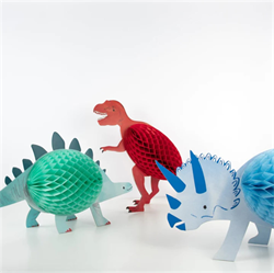 Meri Meri - Honeycomb Dinosaur Decorations - Petek Dinozor Dekorlar - 3lü