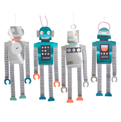 Meri Meri - Honeycomb Robot Decorations - Petek Robot Dekorlar - 4lü