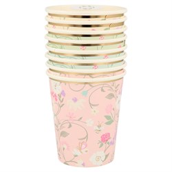 Meri Meri - Ladurée Paris Floral Cups - Ladurée Paris Çiçekli Bardaklar - 8li