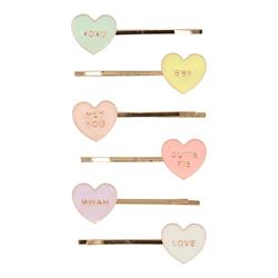 Meri Meri - Love Hearts Enamel Hair Slides - Kalpli Tokalar