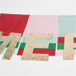 Meri Meri - Merry Christmas Fringe Garland - Merry Christmas Püsküllü Asılan Süs