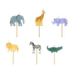 Meri Meri - Mini Safari Animal Candles - Mini Safari Hayvan Mumları - 6lı