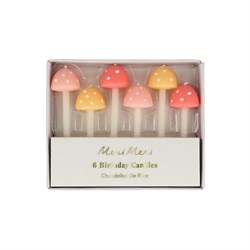 Meri Meri - Mushroom Birthday Candles - Mantar Doğum Günü Mumları - 6Lı