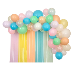 Meri Meri - Pastel Balloon & Streamer Garland - Pastel Balonlar & Renkli Şeritler - 50 balon